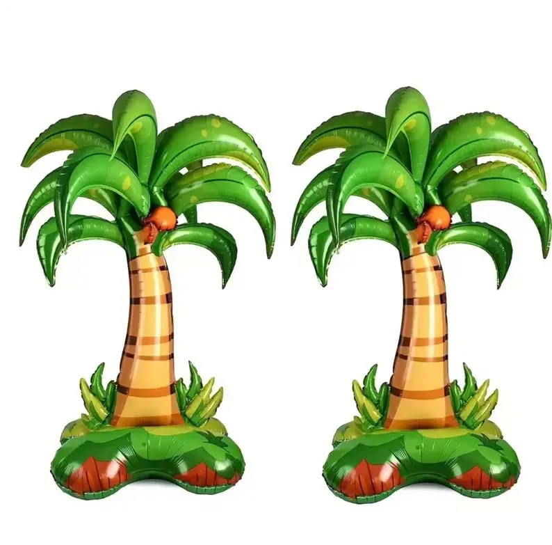 2pc Aluminium Giant Palm Tree Leaf Foil Balloons (125x87cm) - Hawaiian Luau Party Decorations for DIY Painting & Photo Hobbies