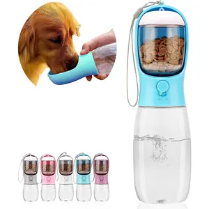 Portable Dog Water Bottle with Food Container - Outdoor Pet Dispenser for Walking, Hiking, & Travel - Puppy & Cat Essentials AVELORA