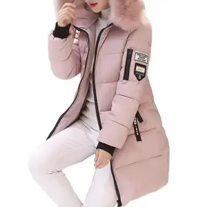 Winter Coat Women's Jacket Fur Neckline Long Basic Coats Thick Jackets Cotton Padded Outerwear Parkas Female Clothes Casual Womenswear