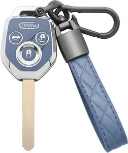 for Subaru Key Fob Cover with Keychain Soft TPU Full Protection Key Case Shell for 2008-2019 Ascent BRZ Crosstrek Forester Impreza Legacy Outback Solterra WRX STI XV 4 Button, B-Blue