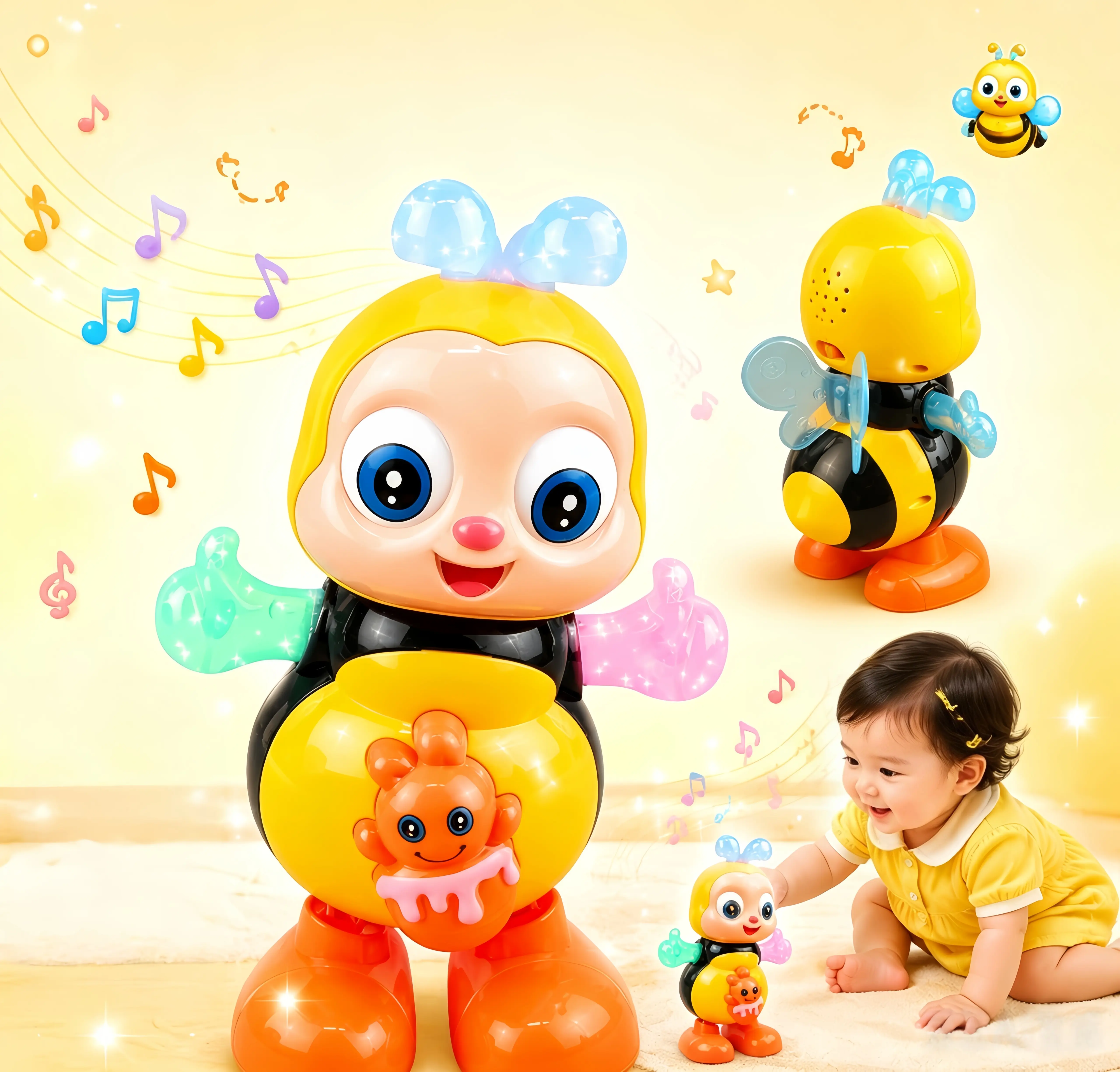 Dancing Bee Toy with Music & LED Lights  Abejita Chiquitita Interactive Walking Toy for  Boys Girls Juguete de Abeja Bailarina para Niños Thanksgiving and Christmas gift toys
