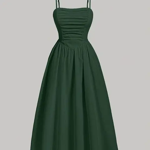 Women's Sexy Solid Color Fitted Cami Spaghetti Strap Lightweight Woven Dress, Fashion Sleeveless Casual Dress for Parties and Dates, Womenswear for Summer, Wedding Shower Guest Dress