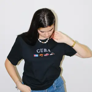 Cuban Soul Black Tee with Cuba Flag and Iconic Food Design for Men and Women