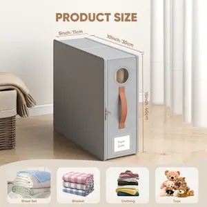 TRZZ Gift Box Bed Sheet Organizer 4 Pack, Foldable Linen Sheet Storage Bins with Zipper Closure, Clear Window & Reinforced Handles, Fits Queen & King Bedding, Closet Organizer for Sheets, Duvet Covers & Pillowcases, Home Organization Gift #DealsForYouDays