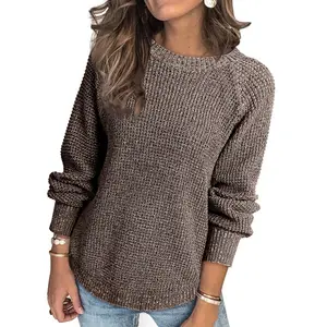 DOKOTOO Women's Oversized Sweaters 2026 Long Sleeve Waffle Knit Casual Chunky Pullover Sweater Fall Outfits Clothes Crewneck Solid Color Fashionable Cozy Knitwear