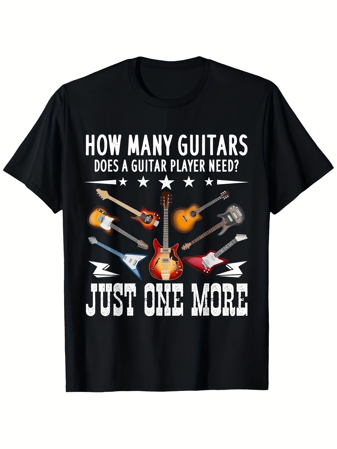 Humorous Men's Black Guitarist T Shirt with Guitar Player Quote Round Neck Short Sleeve All Season Music Tee