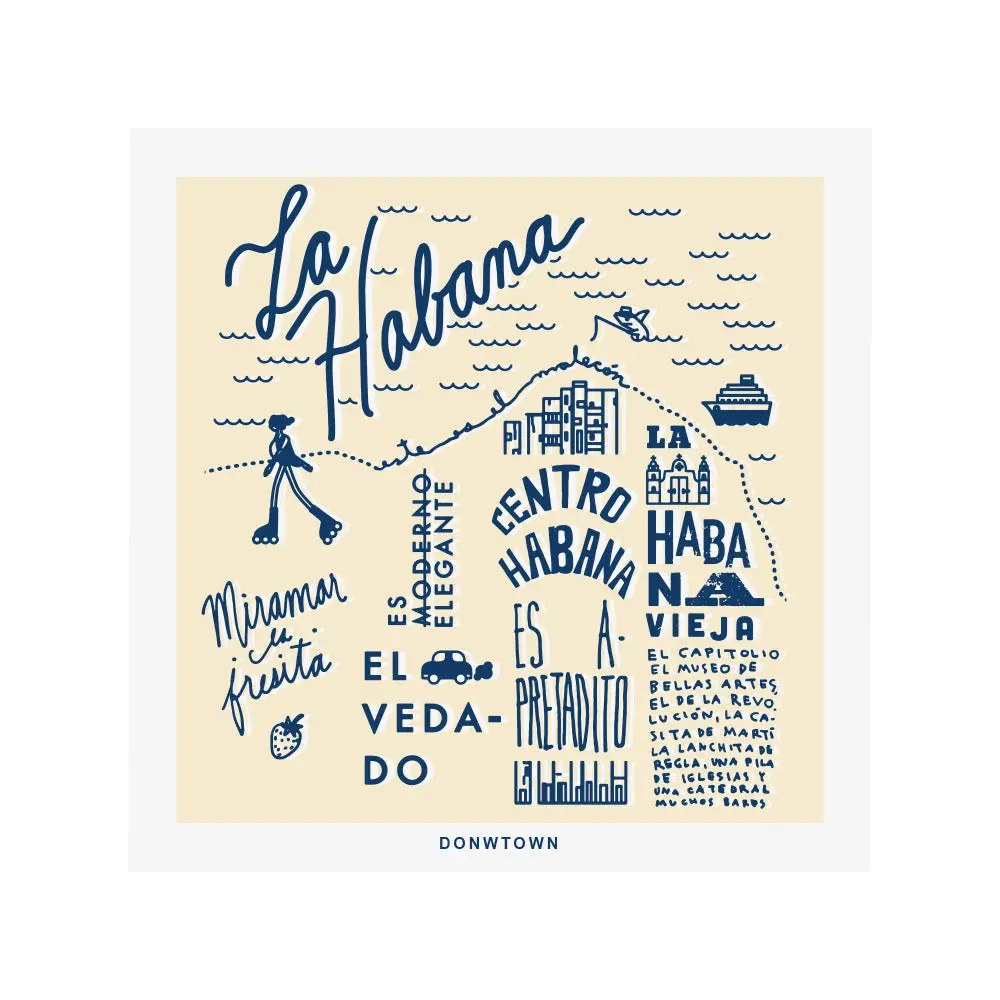 Havana Downtown map Screenprint by Idania del Río | Clandestina