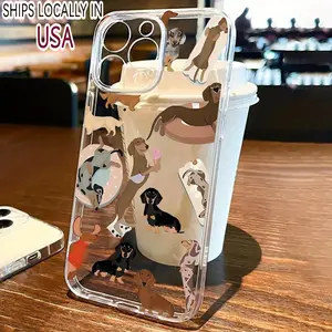 Shockproof anti-fingerprint TPU mobile phone case-full body transparent German dachshund theme-suitable for iPhone 16, 15, 14, 13, 12 and 11