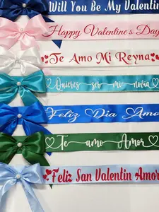 Custom Ribbon Bundle Set of 12 with Valentine's Day Messages & Love Quotes for Personalized Gifts & Romantic Bouquets Ideal for Floral Arrangements