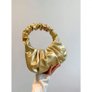 Padded Designer Puffer Puffy down Cloud Pleated Shoulder Bag, Foldable Candy Color Fashion PU Leather Underarm Bag, Women's Cute Casual Versatile Handbag & Purse Puffy Down Knitting Bag Padded Bag