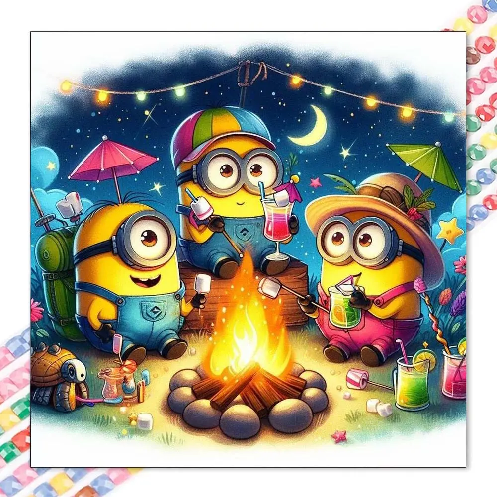 1 DIY diamond painting kit, 5D diamond art set, DIY decoration, cartoon Minion diamond painting kit with full round drills, mosaic, diamond art, DIY art home decor, suitable for Christmas.