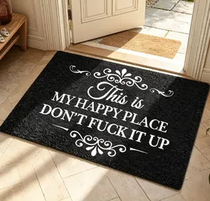 Happy Place Doormat Suitable for Decorative Use at Bedroom Or Room Entrances, Everyday Home Decor, And Room Decoration. This Personalized Mat Is Perfect for Enhancing Your Home