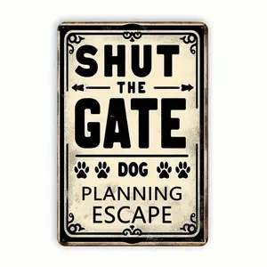 8X12 Inch | 1pc "Shut The Door, The Dog's Escape Plan" Vintage Metal Sign -  Interesting Wall Decor Suitable For Home, Bar, Restaurant