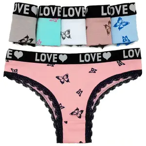 89506 12 pcs Cotton Panties - Stretchy & Breathable Intimates for Women - Fashionable Letter Detail, Everyday Comfort, Soft Cotton Material, Trendy Touch