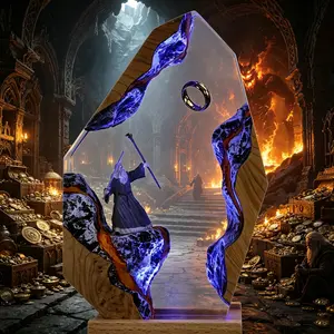 Mystical Magic Ring Resin Night Light Handmade 3D Art Gandalf Resin Ornaments for Fantasy Decor, Creative Gift for Your Best Friend, Unique Desktop Ambient Decorations Light Cafe Bar Home Office Decor Colorful Table Lamp Novelty Gift Birthday Festivals