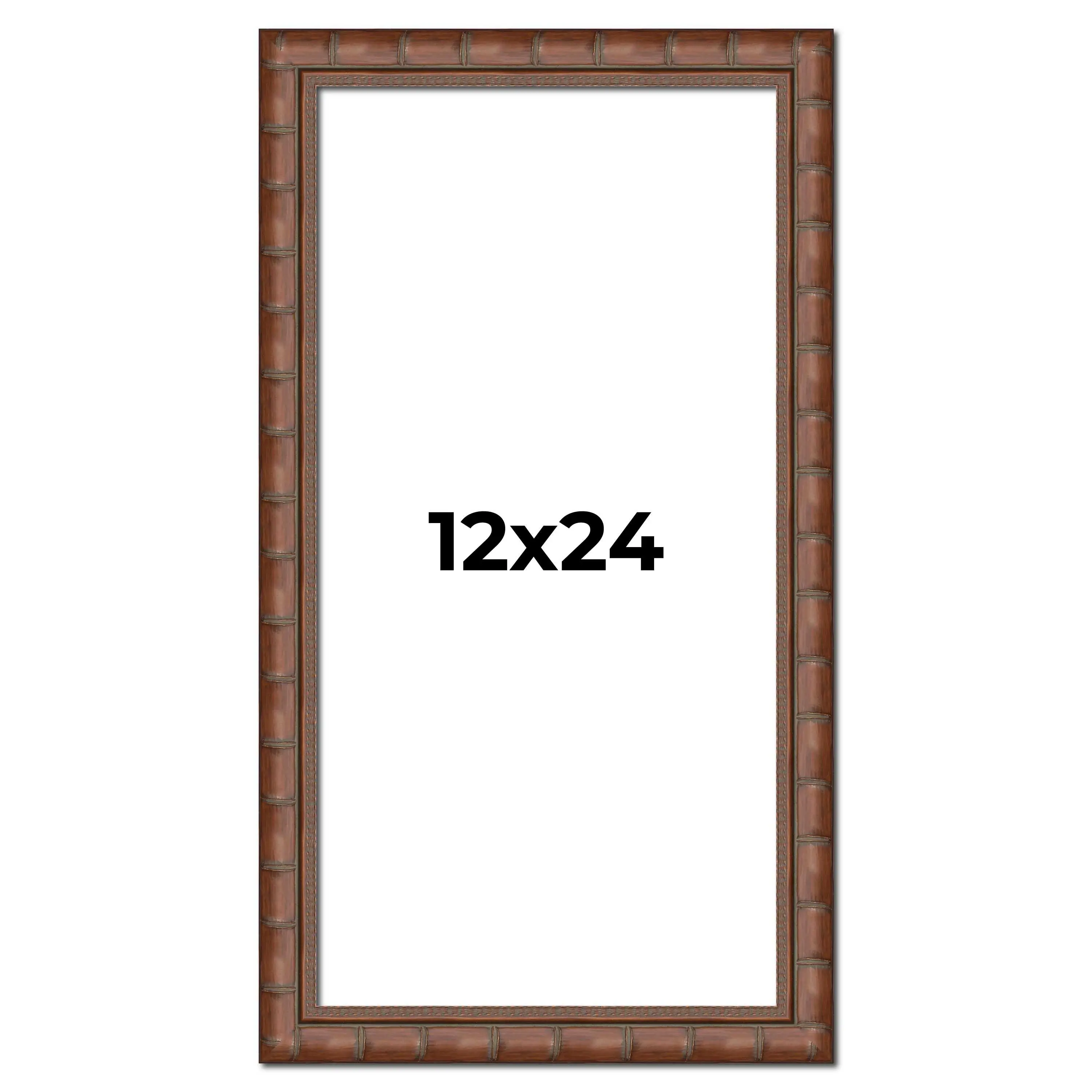12x24 Brown Modern Bamboo Picture Frame - UV Acrylic, Foam Board Backing, Hanging Hardware
