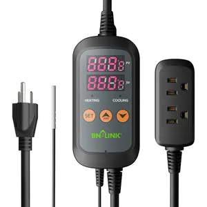 Digital Temperature Controller Thermostat Outlet with Heating Cooling Mode, 2-Stage Thermostat Controller Plug for Reptiles Aquarium Carboy Homebrew Breeding Fermenter Seed Germination