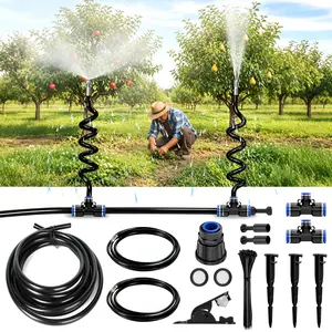 High Medium Tree Drip Irrigation System - 15FT 12mm Hose & 2Pcs 6.5FT Adjustable Nozzles, Leaf and Fruit Cleaning, Water Replenishment, Root Irrigation, Quick Installation, Suitable for Fruit Trees, Landscape Trees,summervibes outdoorfun
