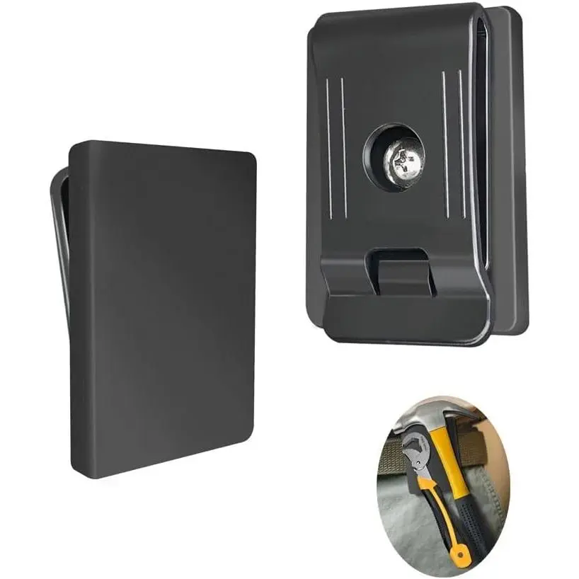 2-Pack Magnetic Belt Clips Heavy Duty Magnetic Tool Clips Belt Clips Black Magnetic Tool Clips Organizer Suitable for Hammer Nails Screwdriver Wrench Metal Accessories