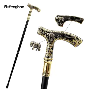 Golden Black Luxury Bear Handle Walking Cane Fashion Decorative Walking Stick Gentleman Elegant Cosplay Cane Knob Crosier 90cm