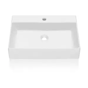 【GARVEE】Rectangle Bathroom Sink, Bathroom Vessel Sink, White Vessel Sink, Countertop Modern Sink 61*45*13cm