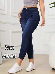 Women's Slim Fit Elastic Print Pants, All-Season Casual Wear, Comfort Fashion Design, Versatile Daily Use