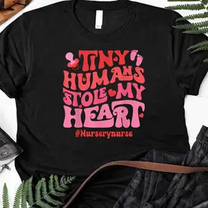 Nursery Nurse Valentines Day Tiny Humans Stole My Heart T-Shirt