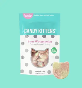 Candy Kittens Vegan Gummies - Sour Watermelon Flavor  Vegan Candy British Candy Vegan Gummies European Candy