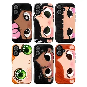 Big Eyes Kawaii Cartoon Phone Case – Adorable Starry Eye Doll Aesthetic, Weird Cute Indie Y2K Coquette Soft Girl It Girl Vibe, Fantasy Galaxy Eyes Art Cover for iPhone 17 16 15 14 13 12 11 Pro Max, Stylish Aesthetic Gift for Girl, Women & Her