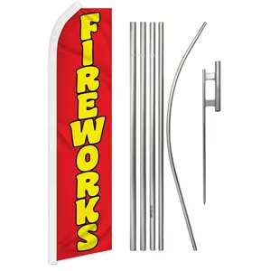 11.5x2.5ft Red Aluminium Super Flag & Polyester Banner Pole Kit, Featuring Steel Components, Curved Sleeve, for Festive Home Party Backdrops (Home & Party Supplies)