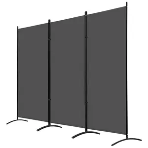 Segawe Room Divider 3 Panel Folding Partition Metal Frame Freestanding Fabric Room Panel Privacy Screens, Gray
