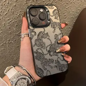 Electroplated Phone Case with IMD Colorful Black Leopard Pattern Suitable for Apple17 16 15/14promax/13/pro12/11 Series xsmax/xr/78plus Mobile Phone Shell