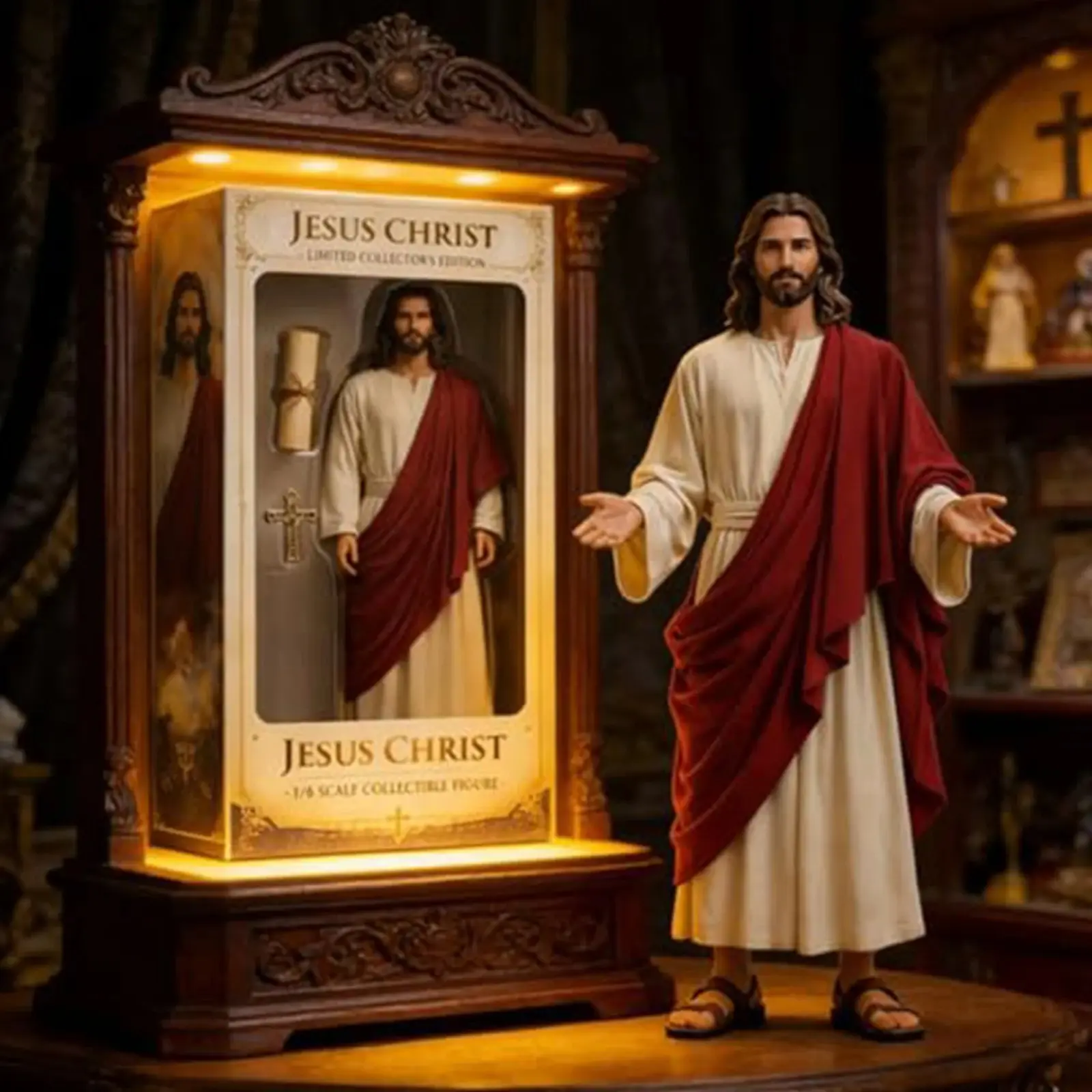 Jesus Open Arms Blessing Statue 1/6 Scale Figure Hand Painted Jesus Christ Figurine for Home Decor Religious Gifts Collection