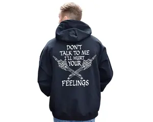 Don't Talk To Me I'll Hurt Your Feelings Hoodies, Aesthetic Hoodies for Teenager, Women's Trendy Hoodies, Funny Skeleton Hoodies Streetwear Sleeves