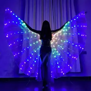 LED Colorful Glowing Wings Costume Accessory Set, Battery Powered Stage Performance Props, Perfect for Christmas, Halloween, Valentine's Day Parties, Home Decor