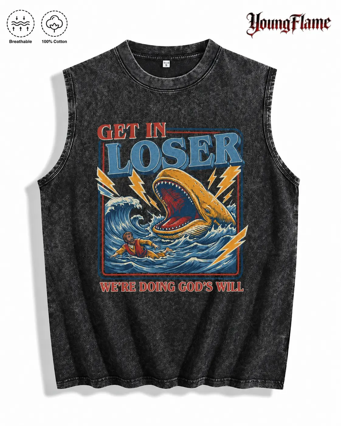 Vintage Acid Wash Funny Jonah Whale Meme graphic tees A comfortable summer gift Ironic Humor streetwear y2k clothing Men Sleeveless Muscle Shirt oversized t-shirt short sleeve humorous tshirt fall fashion outfit