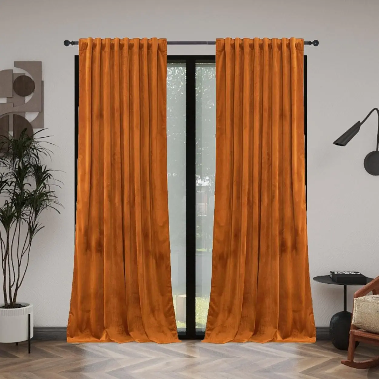 Solid Color Velvet Heavy Curtain, 2 Counts/set Modern Simple Luxury Style Room Decor Window Curtain, Home Decor Curtain for Living Room, Room Decor, C