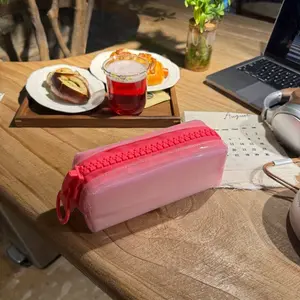 Jelly-Like Pencil Case, Dopamine Pen Bag, Simple Solid Color Durable Storage Bag, Standable Large Capacity Daily Stationery Box, Back-To-School Gift