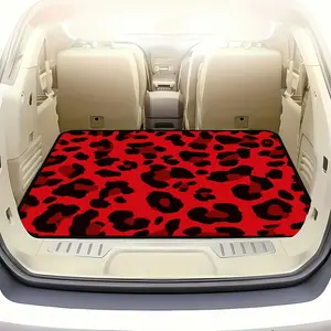 1pc LeopardRedPattern2Ddoesntglow Car Trunk Mat - Dustproof, Durable, Easy-Clean Interior Liner, Stylish and Elegant Design for Most Car Models, Trunk Mat, Trunk Liner, Car Interior Accessory, Christmas and Halloween Gifts