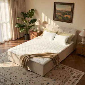 【New Arrival】Ovios Queen Hybrid Mattress & Bed Frame in One Box with Removable Upholstered Headboard, No Assembly Required, Memory Foam, Individually Pocketed Springs, Medium Firm, Motion Isolation, CertiPUR-US Certified