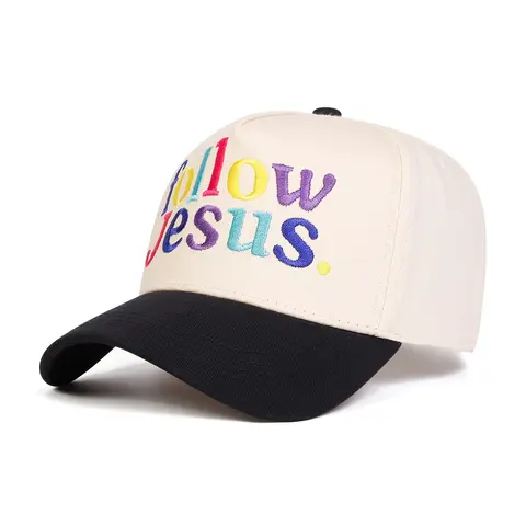 Unisex Colorful Letter Follow Jesus Embroidered Baseball Cap, Adjustable Outdoor Sun Protection Hat for Spring & Fall Travel, Premium Quality Cap, Embroidery Hat, Premium Quality Hats