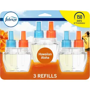 Febreze Plug-in Air Freshener, Fragrant Oil Refill that Combats Odors, Air Fresheners for Home, Bathroom, and Kitchen, Long-lasting for Strong Odors, Hawaiian Aloha Scent