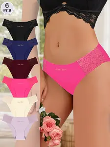 Women's Sexy Lace Cheeky Panties Bikini Briefs Pack,Comfort Flex Fit Soft Breathable No-Show High Leg Lady Underwear Cute Undies Knickers