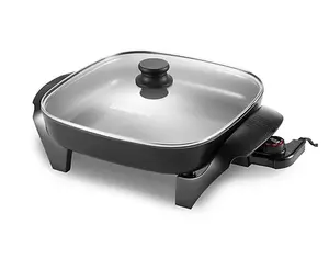 Elite Gourmet 12" x 12" Electric Skillet with Glass Lid