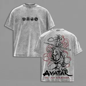 Aang Avatar The Last Airbender Graphic Tee Vintage Acid Wash Shirt Appa Airbending Anime Streetwear Gift for Fans