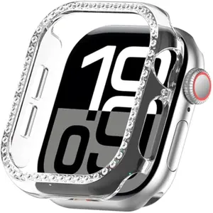 Diamond Bling Bumper Case for Apple Watch 42mm 46mm Protective Cover PC Frame Protector for iWatch Series 10 Women Girl