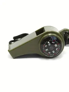 Three-In-One Multifunctional Survival Whistle with Compass and Thermometer, Portable High-Frequency Whistle for Camping Hiking Cycling Fishing Training Rescue