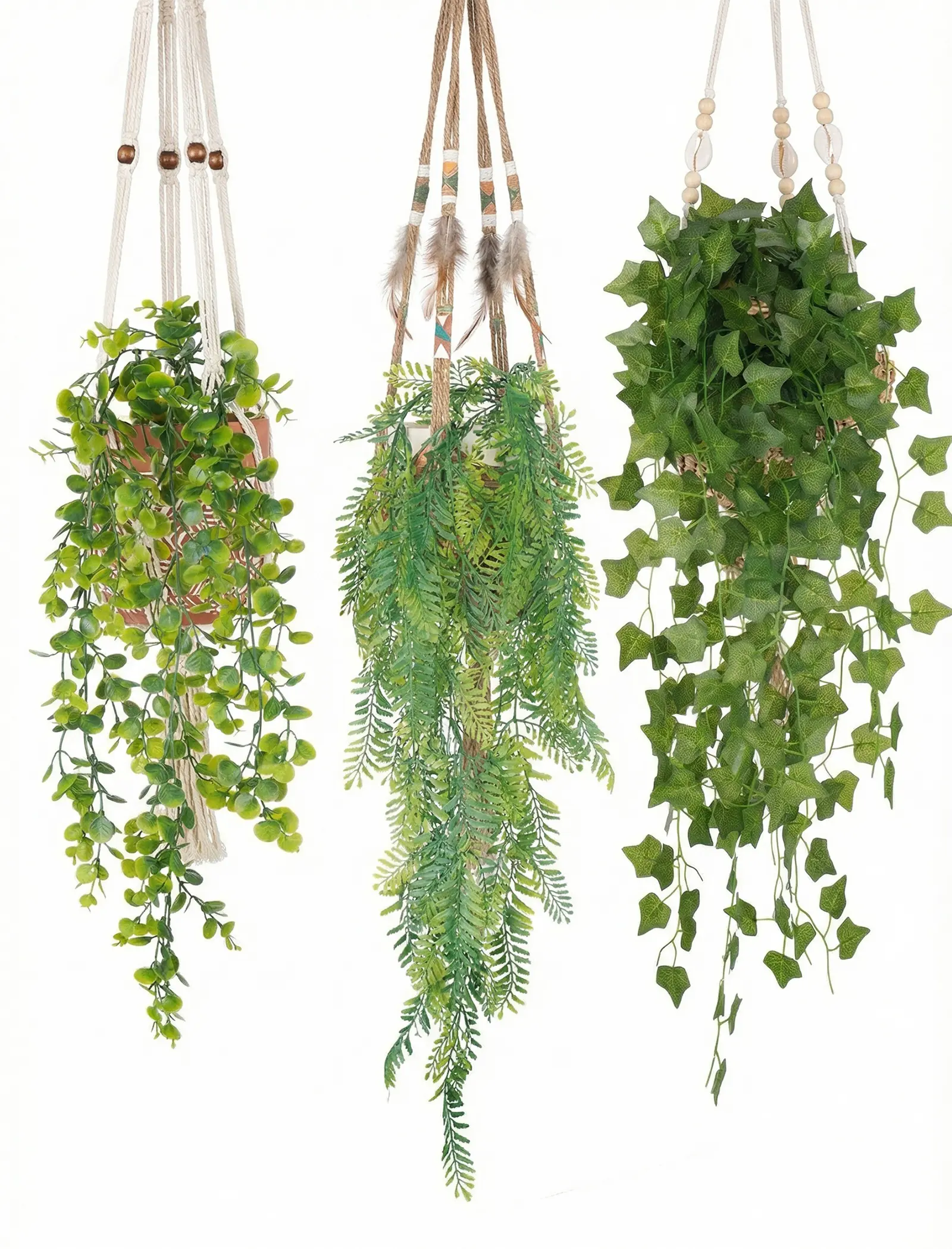 NiHome 8-Pack Artificial Hanging Plants, Fake Plant Hanger Indoor Outdoor Decor with 6 Ivy 1 Eucalyptus 1 Fork Fern Vines, Water-Resistant Faux Hanging Plant for Ceiling Wall Patio Garden Home Decor