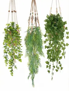 NiHome 8-Pack Artificial Hanging Plants, Fake Plant Hanger Indoor Outdoor Decor with 6 Ivy 1 Eucalyptus 1 Fork Fern Vines, Water-Resistant Faux Hanging Plant for Ceiling Wall Patio Garden Home Decor