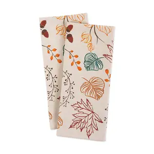 Design Imports Autumn Leaves Printed Kitchen Towels Set of 2
